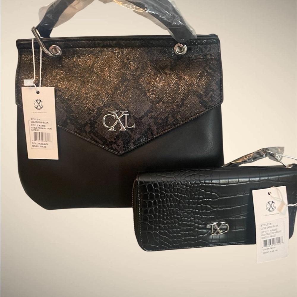 Christian Lacroix Black Satchel and Wallet Combo NEW